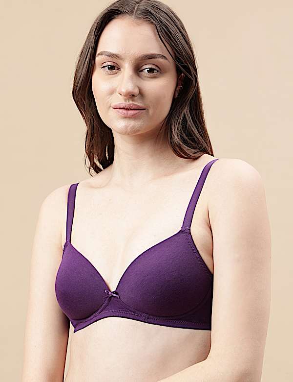 Cotton Mix Padded Demi Cup Bra