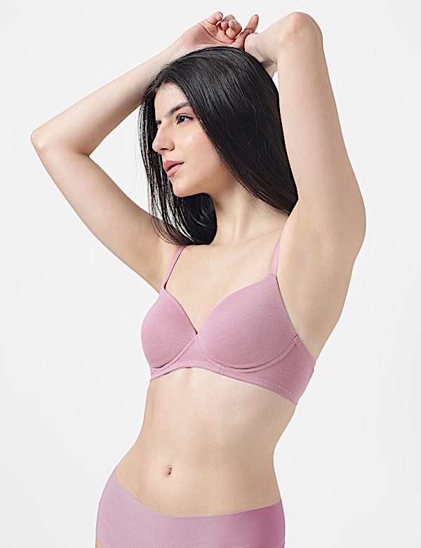 Cotton Mix Padded Demi Cup Bra