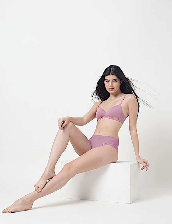 Cotton Mix Padded Demi Cup Bra