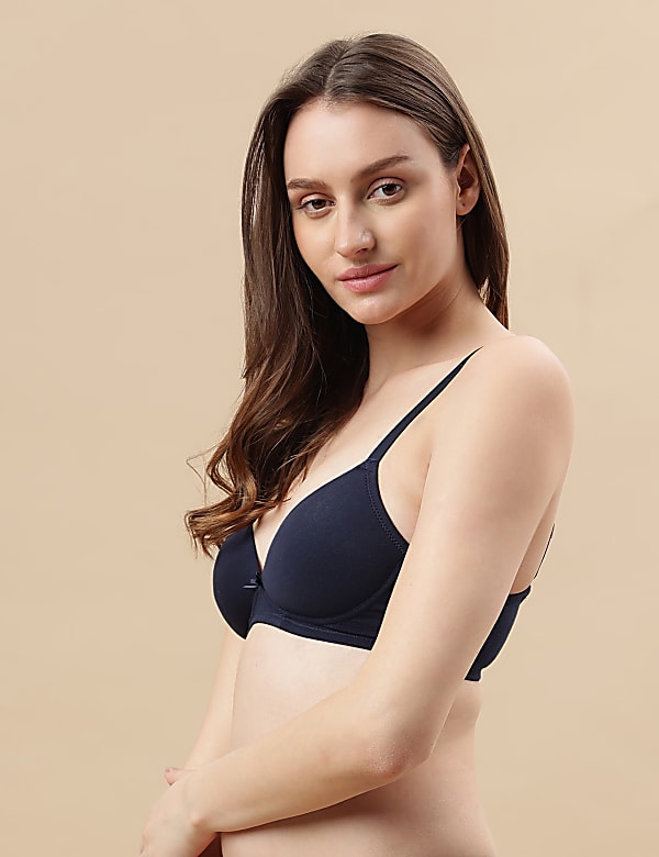 Cotton Mix Padded Demi Cup Bra