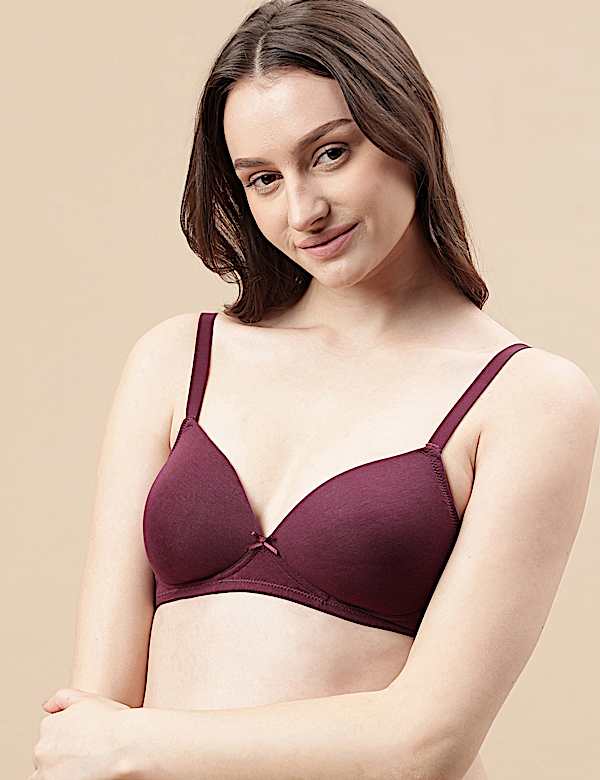 Cotton Mix Padded Demi Cup Bra