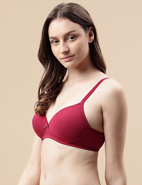 Cotton Mix Padded Demi Cup Bra