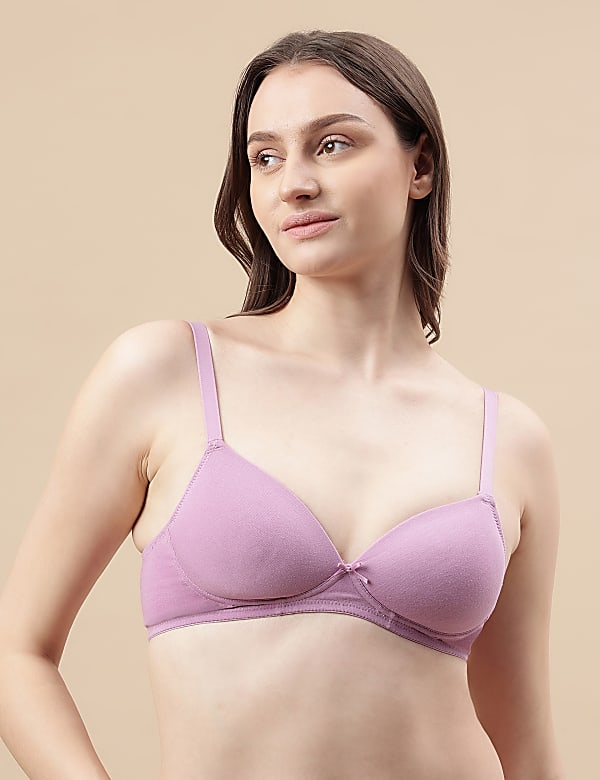 Cotton Mix Padded Demi Cup Bra