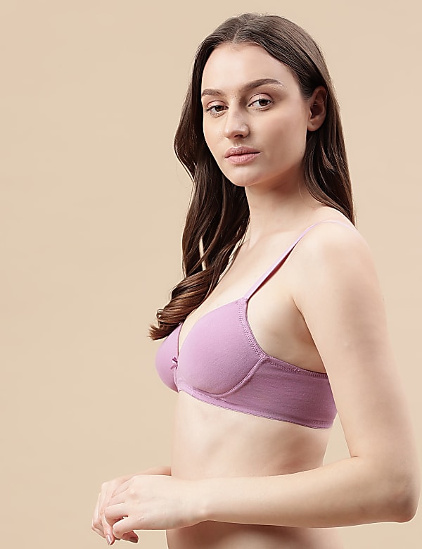 Cotton Mix Padded Demi Cup Bra