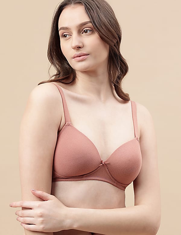 Cotton Mix Padded Demi Cup Bra