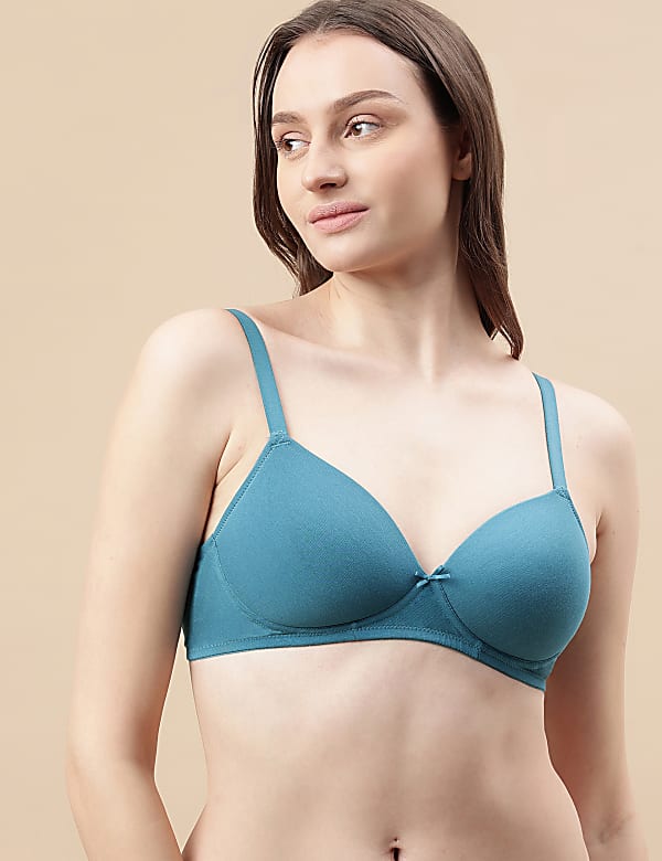 Cotton Mix Padded Demi Cup Bra