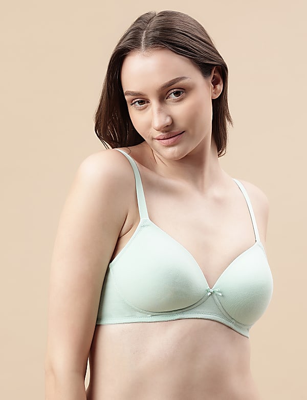Cotton Mix Padded Demi Cup Bra