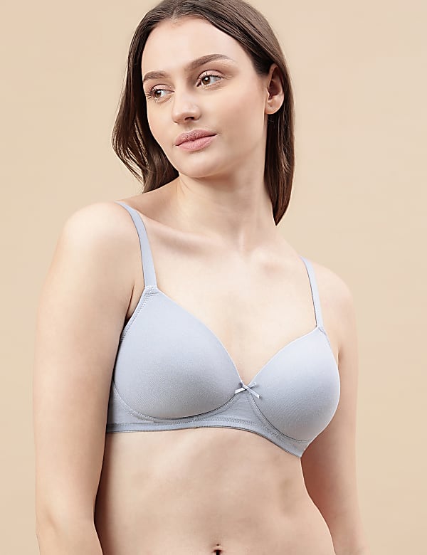 Cotton Mix Padded Demi Cup Bra