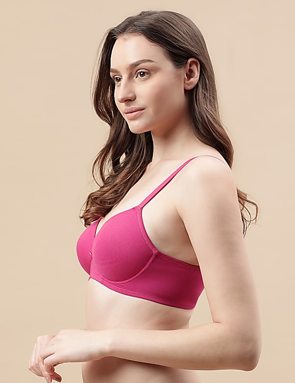 Cotton Mix Padded Demi Cup Bra
