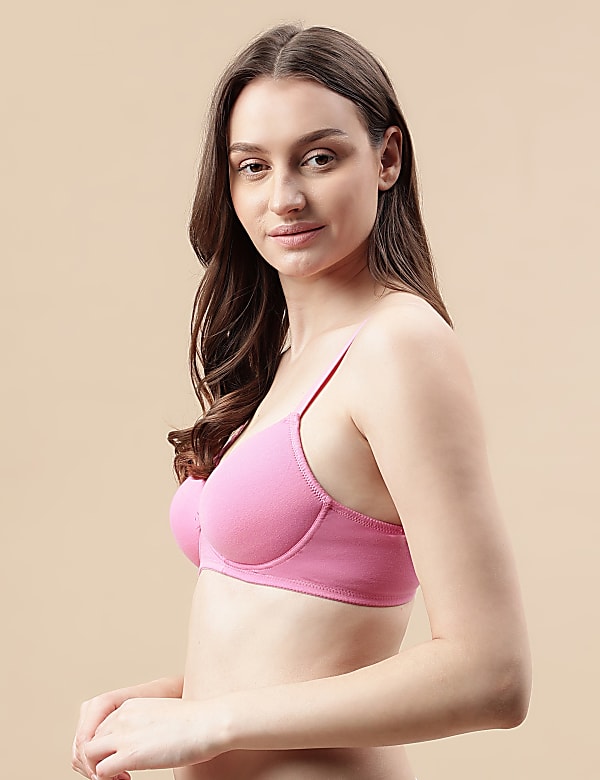 Cotton Mix Padded Demi Cup Bra