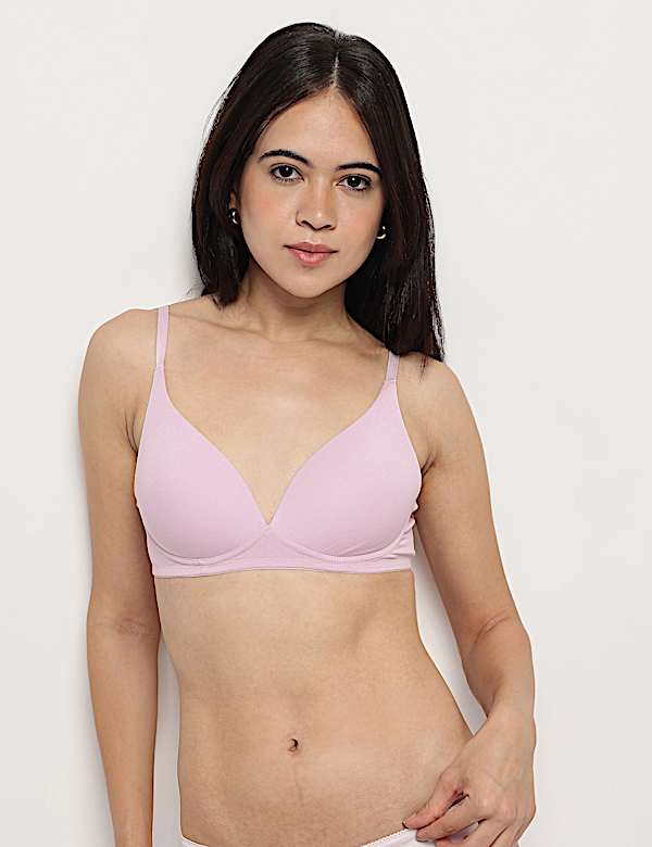 Cotton Mix Padded Demi Cup Bra