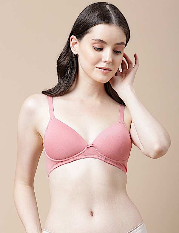 Cotton Mix Padded Demi Cup Bra