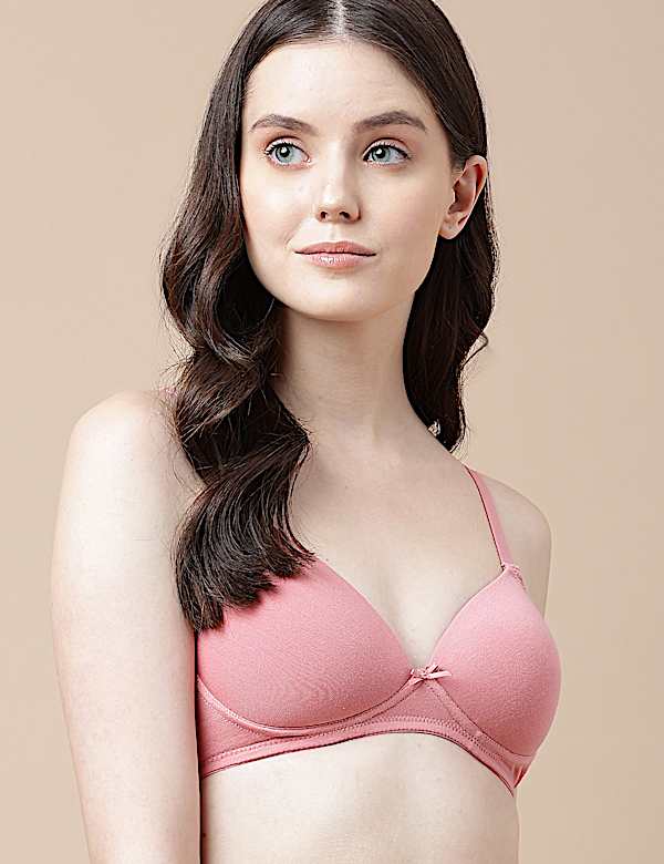 Cotton Mix Padded Demi Cup Bra