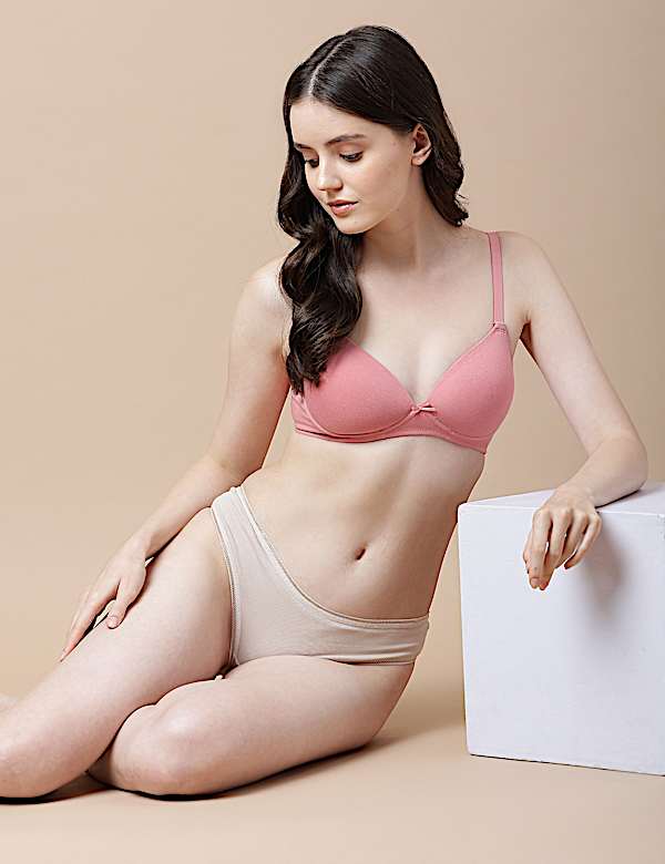 Cotton Mix Padded Demi Cup Bra