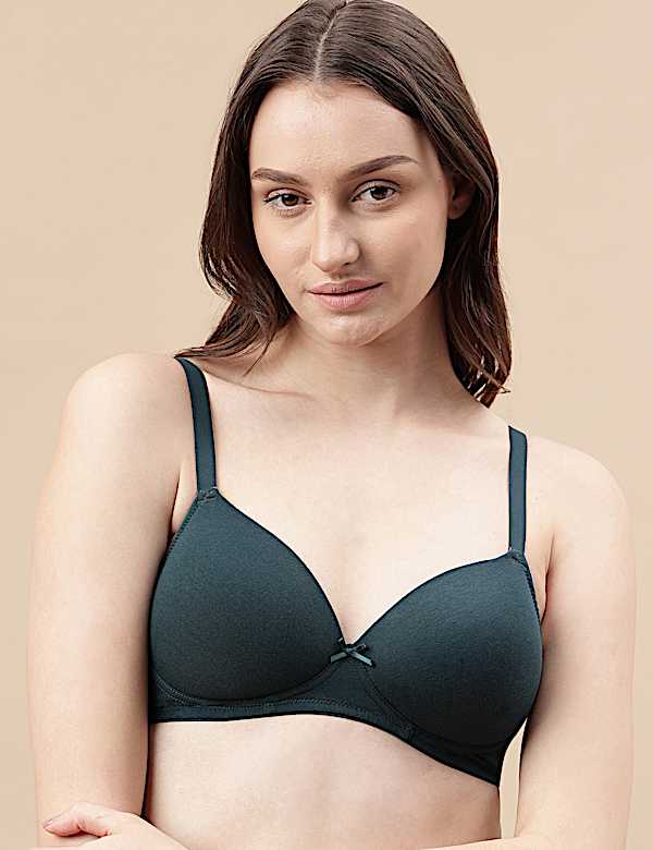 Cotton Mix Padded Demi Cup Bra