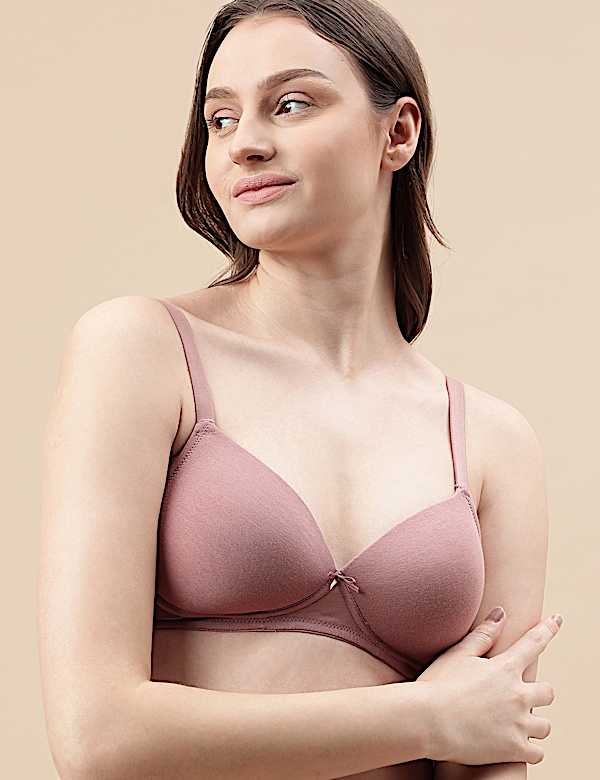 Cotton Mix Padded Demi Cup Bra