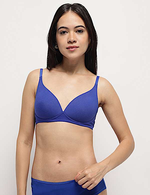 Cotton Rich Plain Sweetheart Neck Bra
