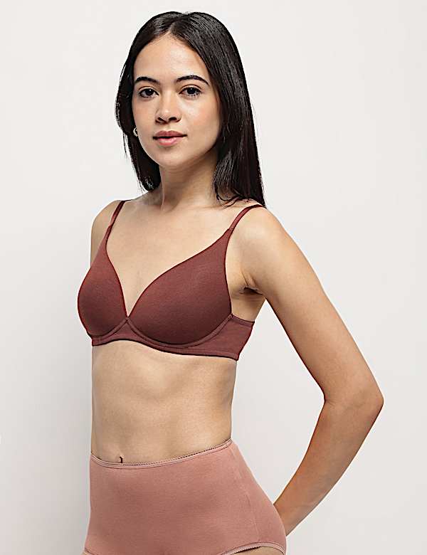 Cotton Mix Padded Demi Cup Bra