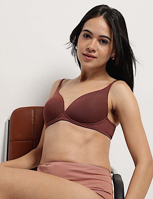 Cotton Mix Padded Demi Cup Bra