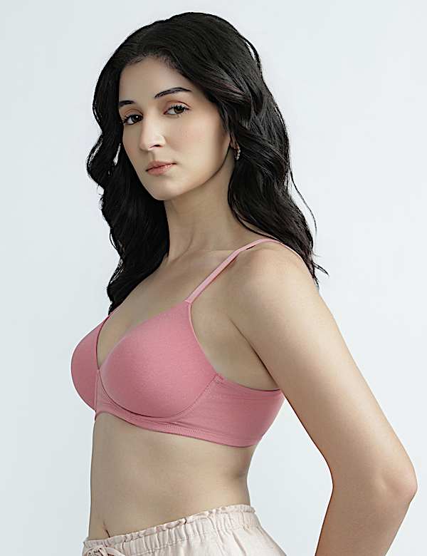 Cotton Rich Plain Sweetheart Neck Bra