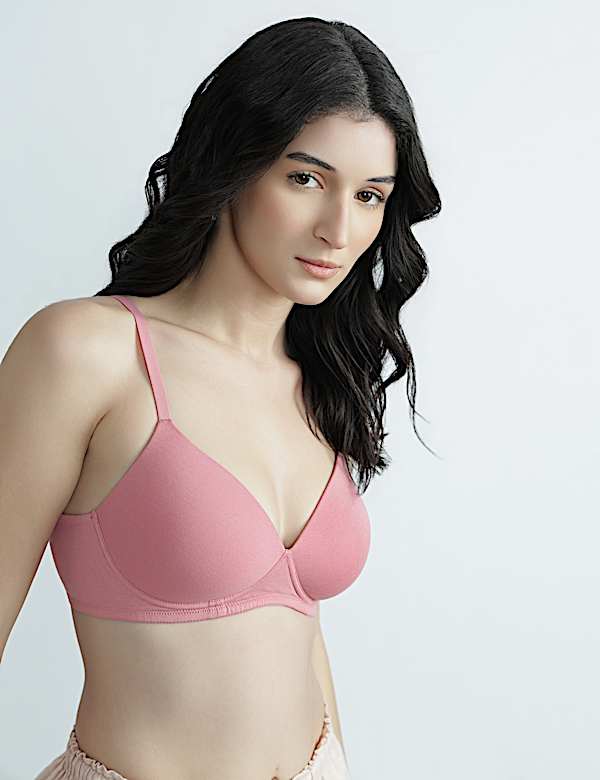 Cotton Rich Plain Sweetheart Neck Bra