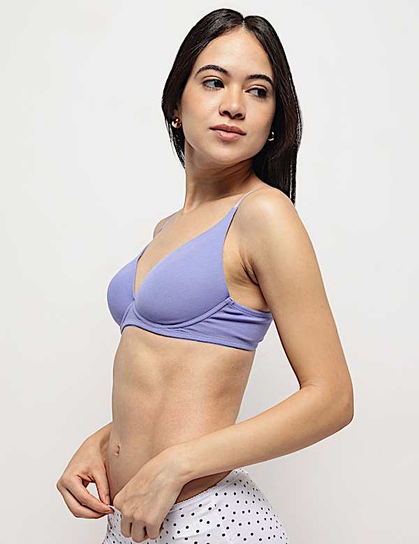 Cotton Mix Padded Demi Cup Bra