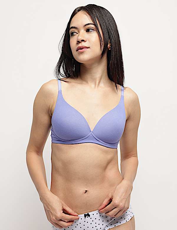 Cotton Mix Padded Demi Cup Bra