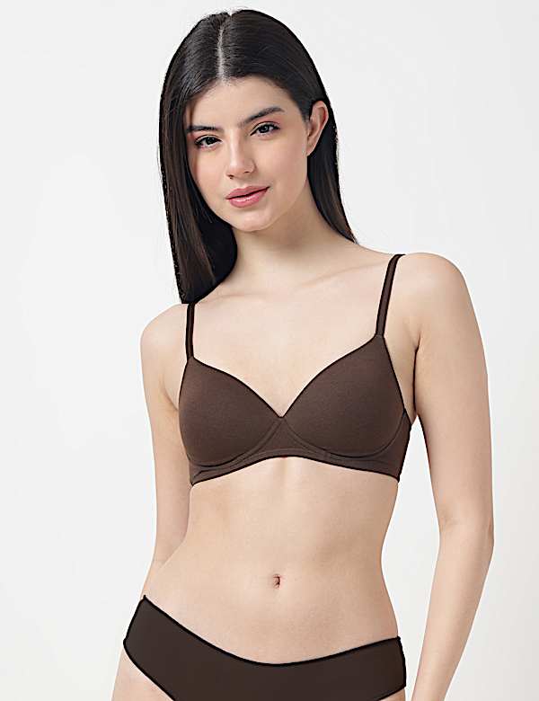 Cotton Mix Padded Demi Cup Bra