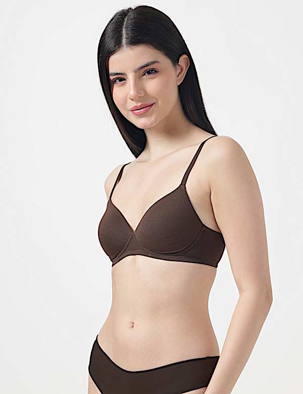 Cotton Mix Padded Demi Cup Bra