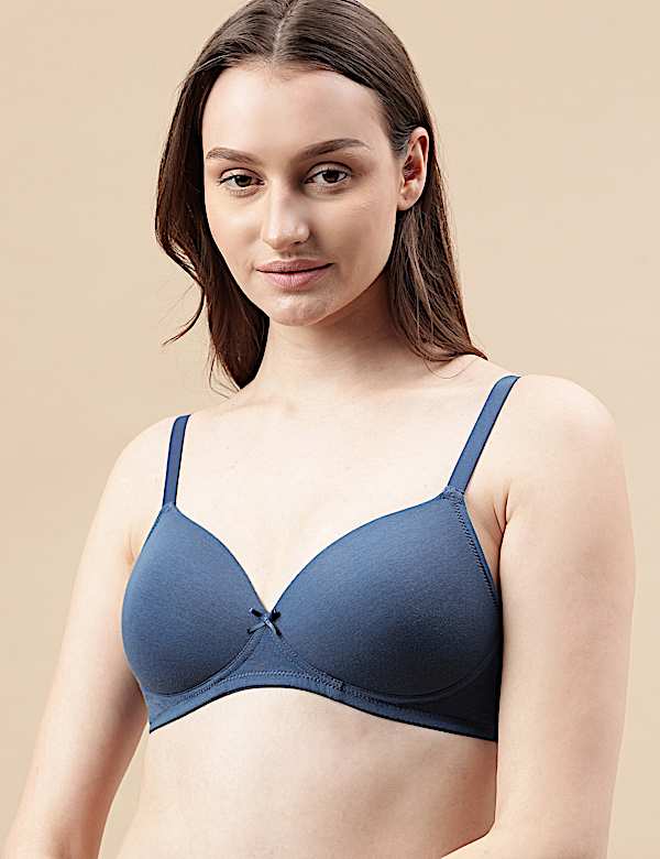 Cotton Mix Padded Demi Cup Bra