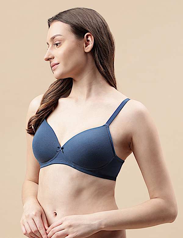 Cotton Mix Padded Demi Cup Bra