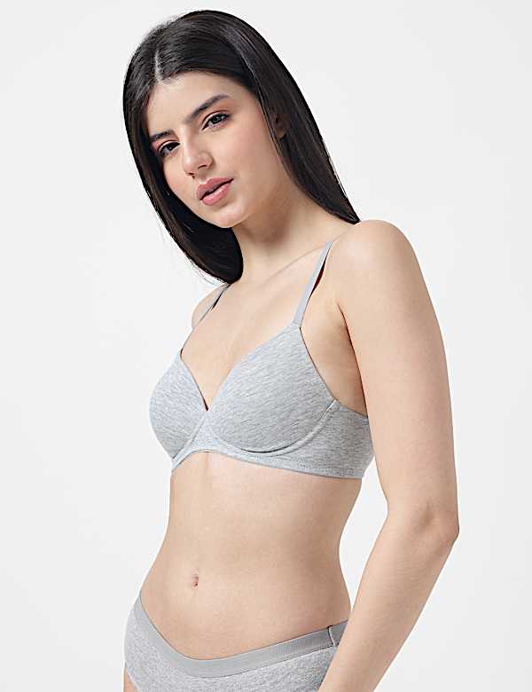 Cotton Mix Padded Demi Cup Bra