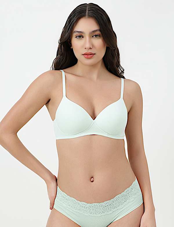 Cotton Rich Plain Sweetheart Neck Bra