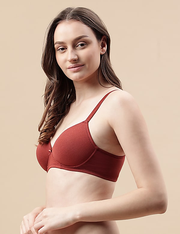 Cotton Mix Padded Demi Cup Bra