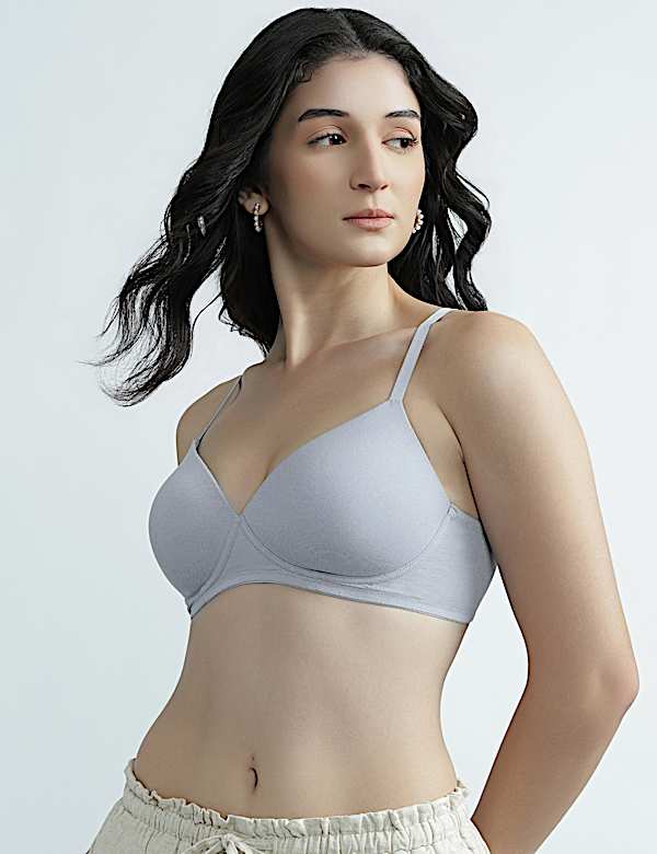 Cotton Rich Sweetheart Neck Bra
