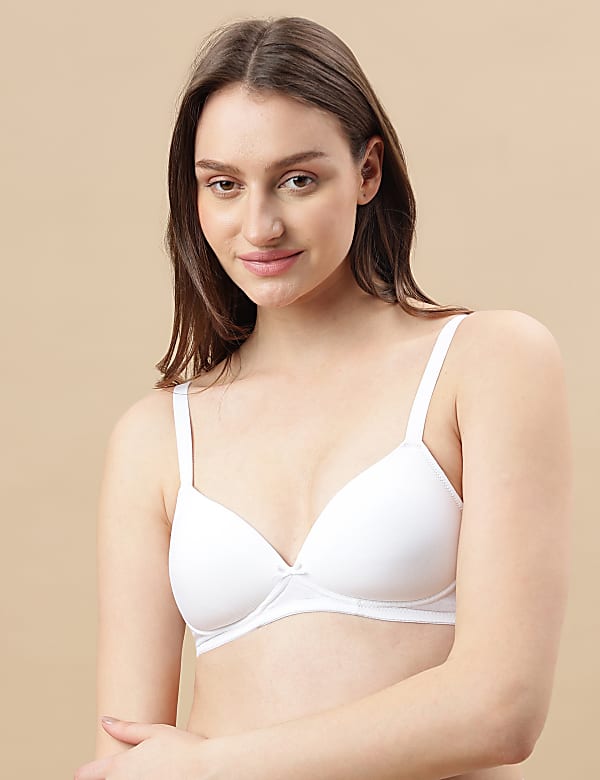 Cotton Mix Padded Demi Cup Bra
