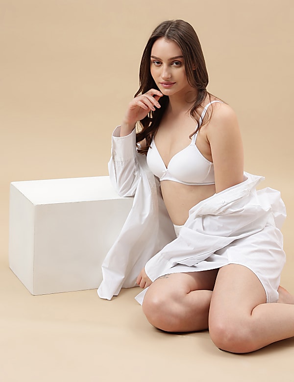 Cotton Mix Padded Demi Cup Bra