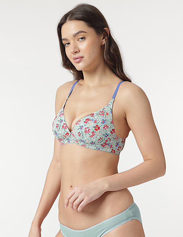 Floral Non-Wired Plunge Bra