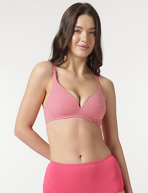 Printed Non-Wired Plunge Bra