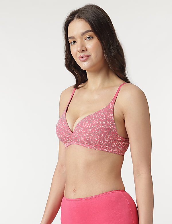 Printed Non-Wired Plunge Bra