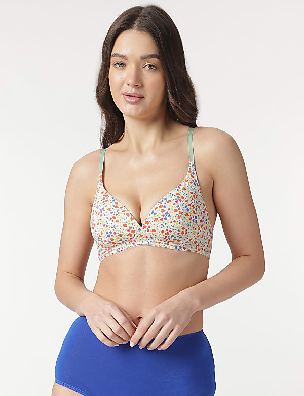 Floral Non-Wired Plunge Bra
