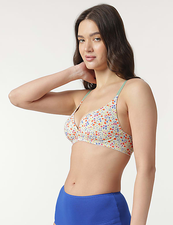 Floral Non-Wired Plunge Bra