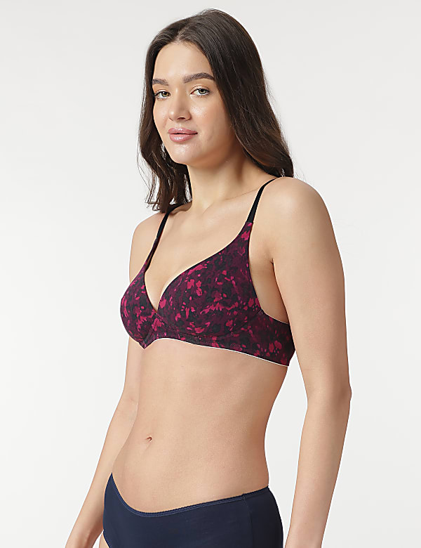 Printed Non-Wired Plunge Bra