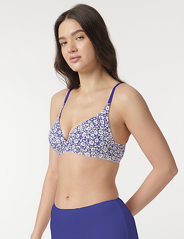 Floral Non-Wired Plunge Bra