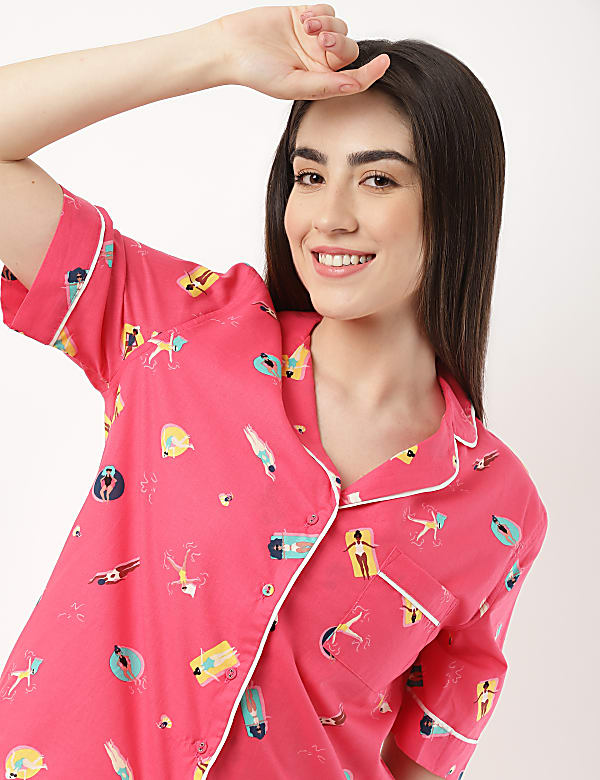 Pure Cotton Printed Pyjama Set