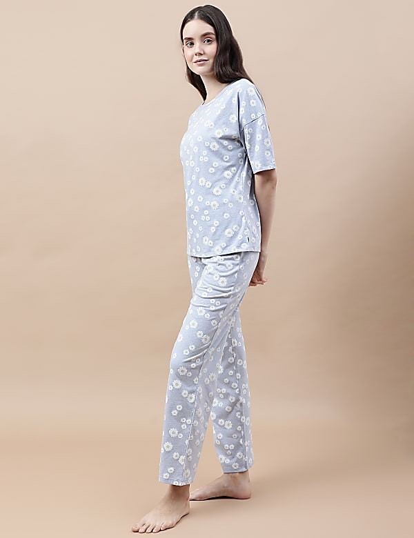 Cotton Mix Crew Neck T-Shirt & Pyjama Set