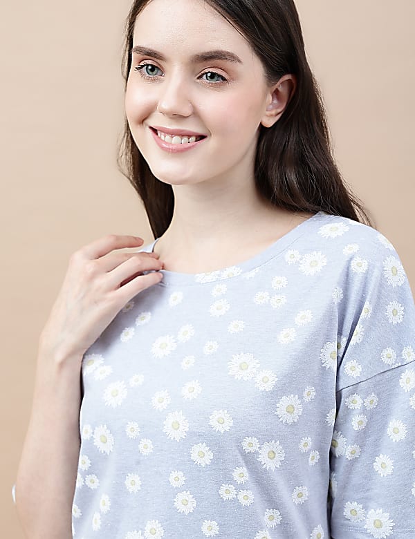 Cotton Mix Crew Neck T-Shirt & Pyjama Set