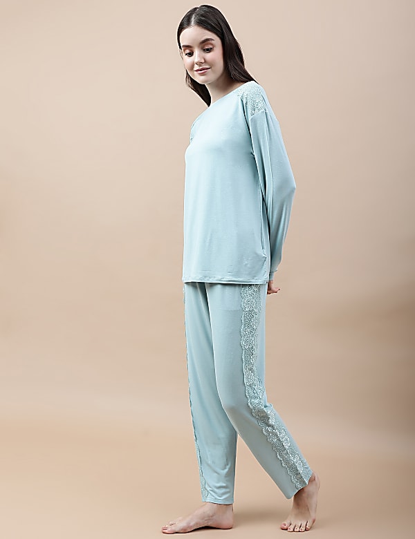 Viscose Mix Lace Relaxed Fit Pyjama Set