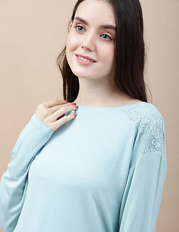 Viscose Mix Lace Relaxed Fit Pyjama Set