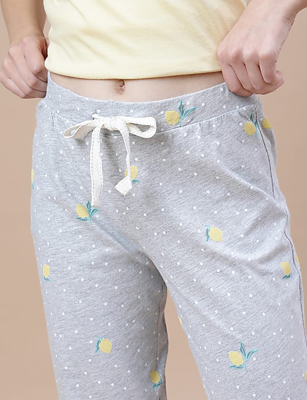 Pure Cotton Printed Crew Neck Pyjama Set